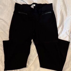 Chic Black Trousers with Leather Accents